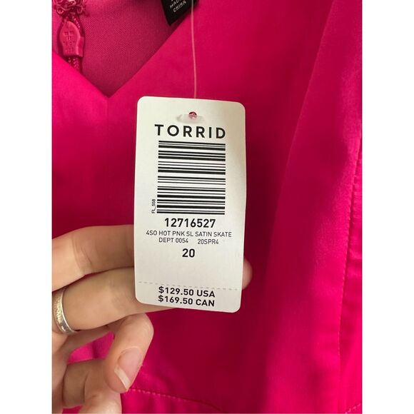 NWT Torrid Hot Pink Mini Satin Skater Dress Size 20 - Picture 5 of 13